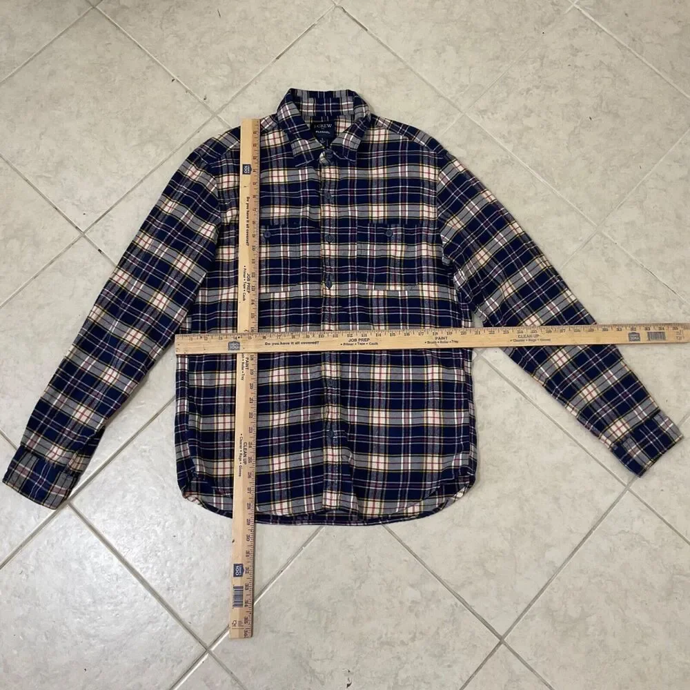 J.Crew Men's 100% Cotton Flannel Plaid  shirt men’s Large Blue/pink